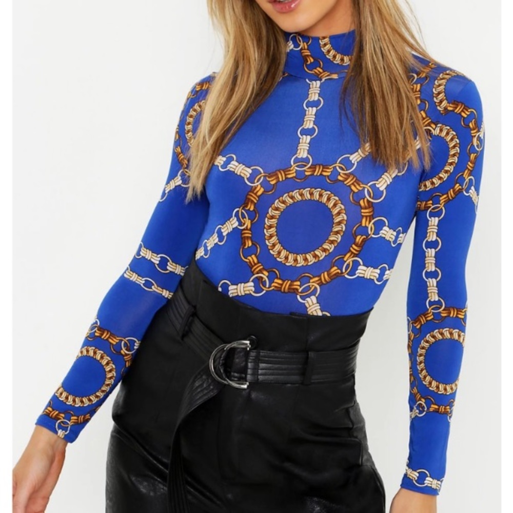 Boohoo Chain Print Bodysuit - Picture 1 of 9
